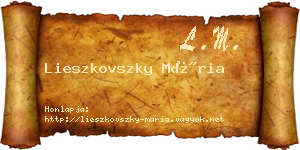 Lieszkovszky Mária névjegykártya